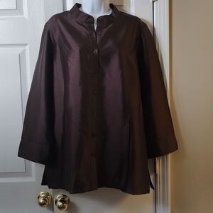 Linea by Louis Dell"Olio brown button down light weight jacket top Sz 12